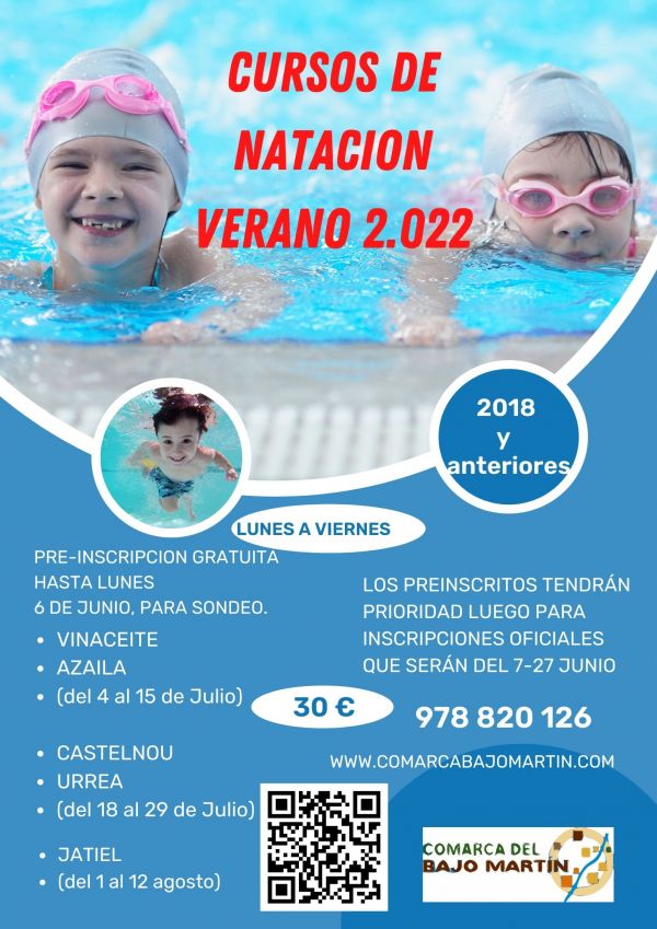 CARTEL PRE-INSCRIPCIÓN CURSOS NATACIÓN