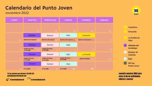 Calendario de servicio PUNTOS JÓVENES