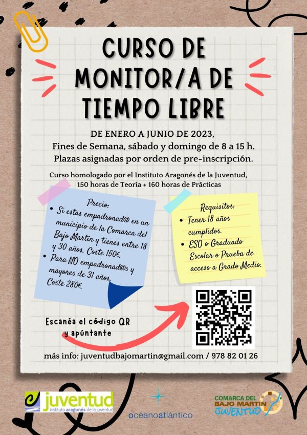 CARTEL CURSO MONITOR DE TIEMPO LIBRE 2023