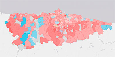 El mapa del voto en Asturias