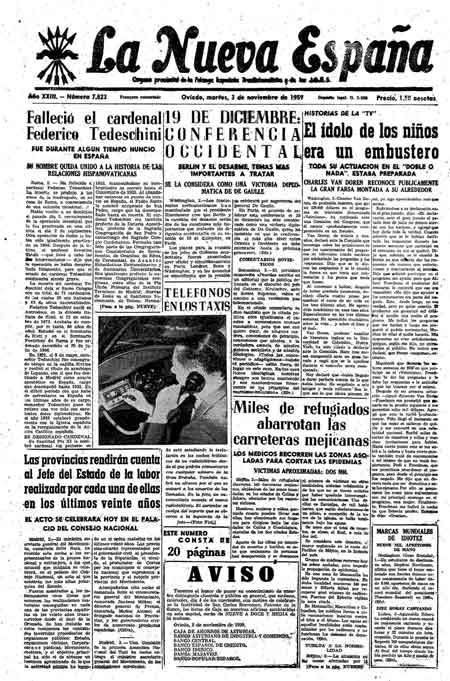 Portada Martes 3 de Noviembre de 1959