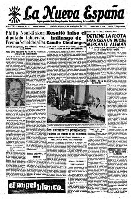 Portada Viernes 6 de Noviembre de 1959