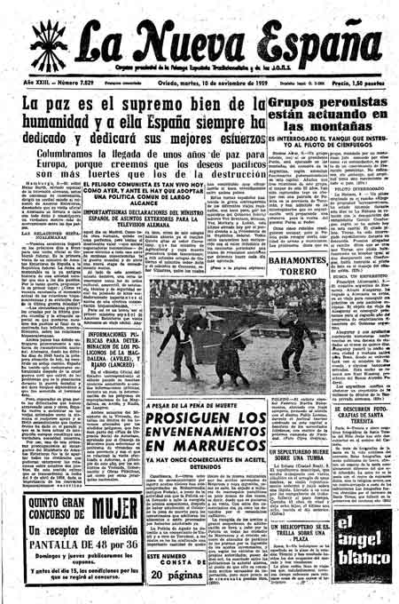 Portada Martes 10 de Noviembre de 1959