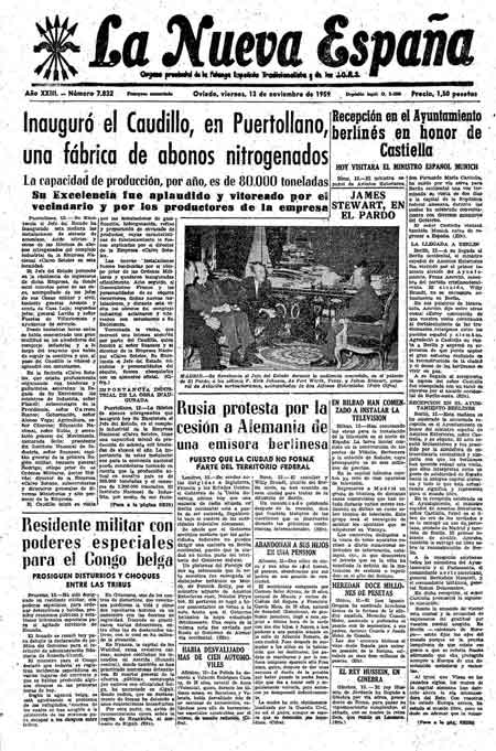 Portada Viernes 13 de Noviembre de 1959