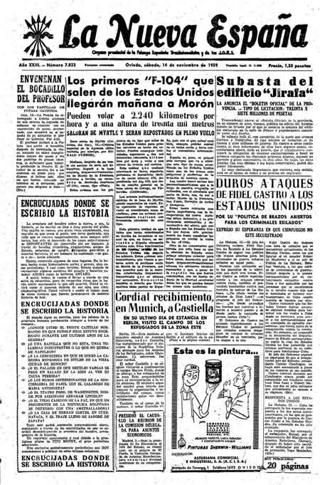 Portada Sábado 14 de Noviembre de 1959