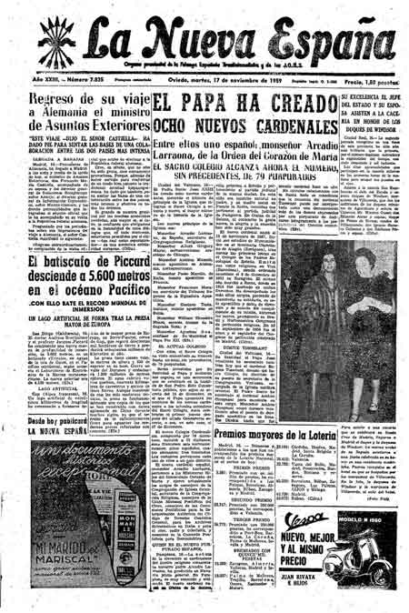 Portada Martes 17 de Noviembre de 1959