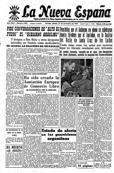 Portada Sábado 21 de Noviembre de 1959