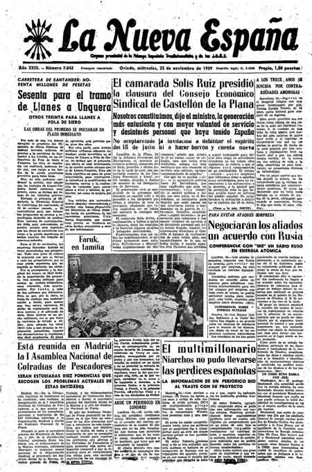 Portada Miércoles 25 de Noviembre de 1959