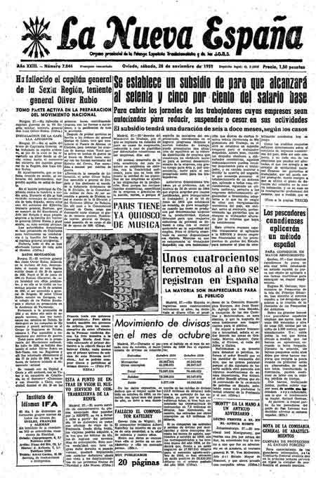 Portada Sábado 28 de Noviembre de 1959