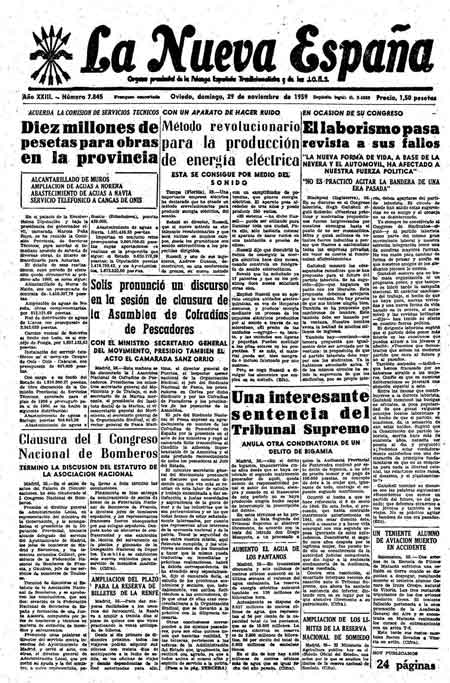 Portada Domingo 29 de Noviembre de 1959