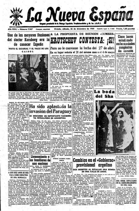 Portada Sábado 26 de Diciembre de 1959