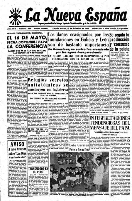 Portada Martes 29 de Diciembre de 1959