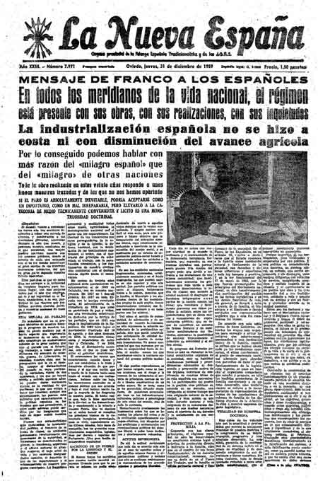 Portada Jueves 31 de Diciembre de 1959