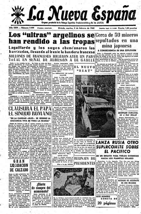 Portada Martes 2 de  de 1960