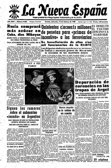 Portada Miércoles 10 de  de 1960