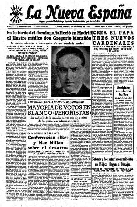 Portada Martes 29 de  de 1960