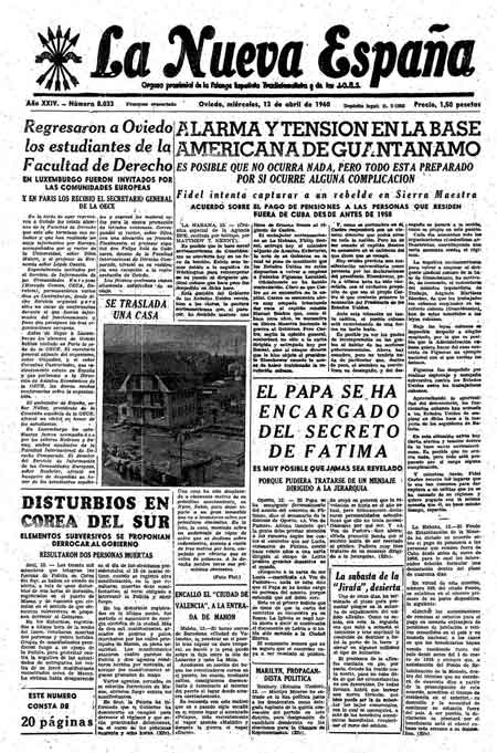 Portada Miércoles 13 de  de 1960
