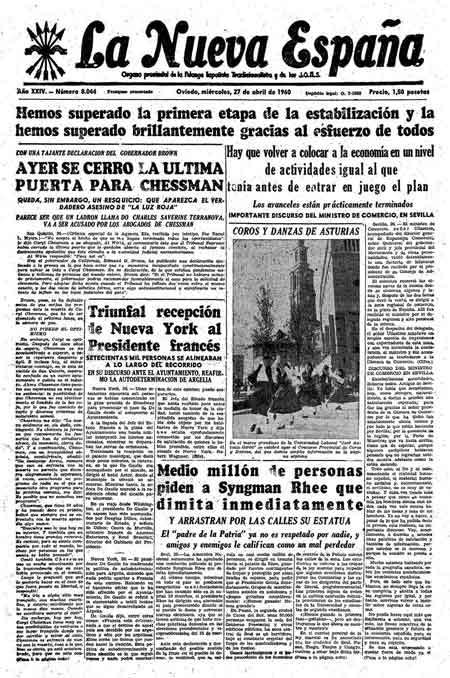 Portada Miércoles 27 de  de 1960