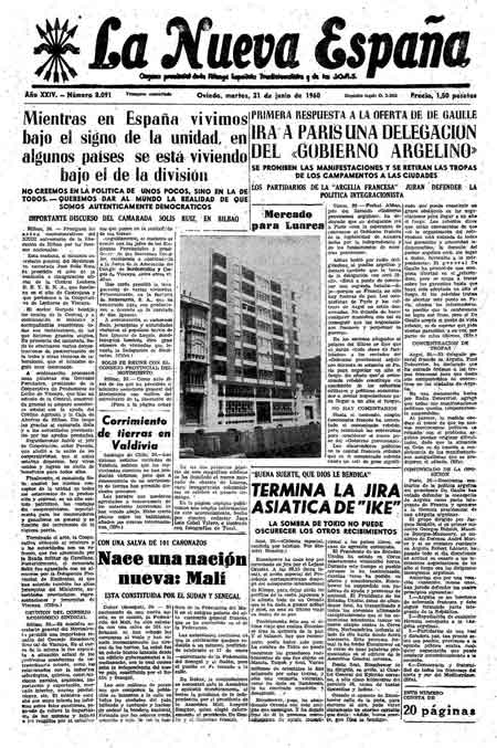 Portada Martes 21 de  de 1960