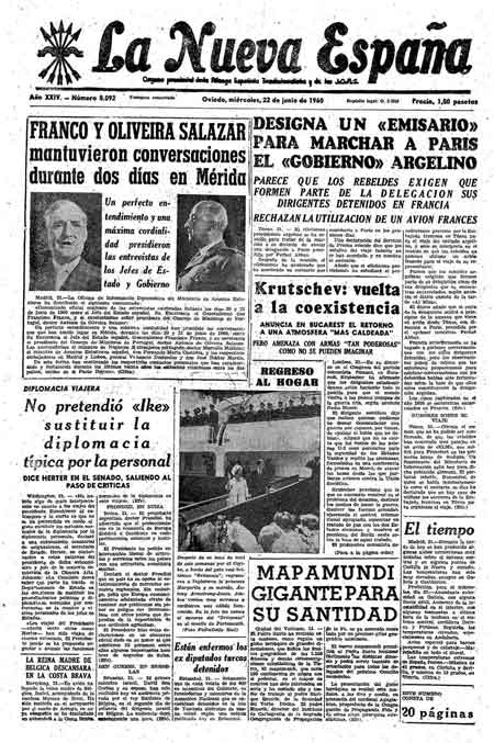 Portada Miércoles 22 de  de 1960