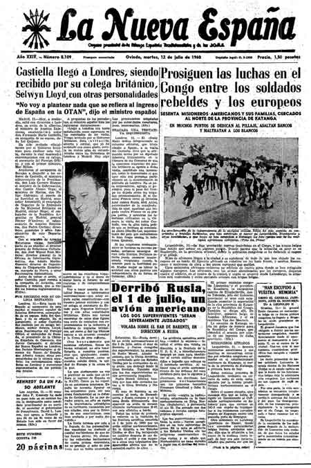 Portada Martes 12 de  de 1960