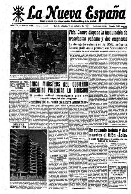 Portada Sábado 15 de Octubre de 1960