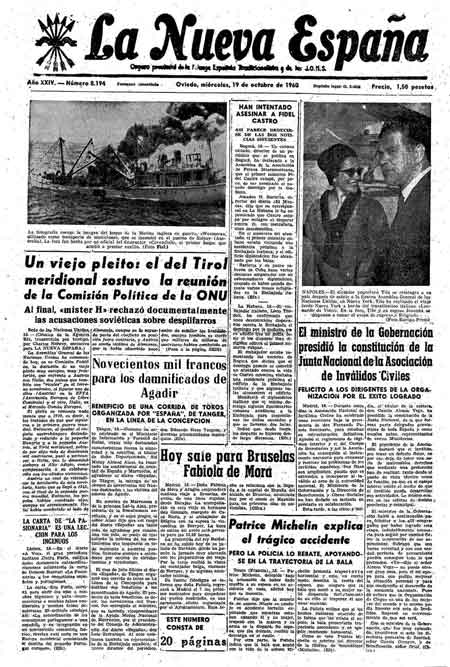 Portada Miércoles 19 de Octubre de 1960