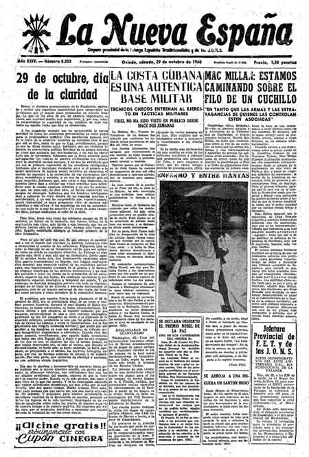 Portada Sábado 29 de Octubre de 1960