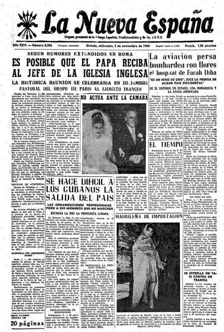 Portada Miércoles 2 de Noviembre de 1960