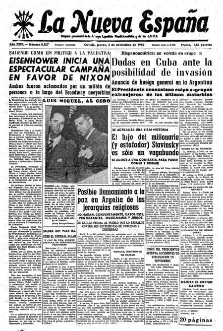 Portada Jueves 3 de Noviembre de 1960