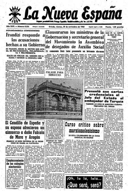 Portada Viernes 25 de Noviembre de 1960