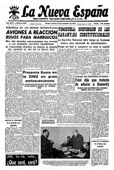 Portada Martes 29 de Noviembre de 1960
