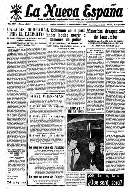 Portada Miércoles 30 de Noviembre de 1960