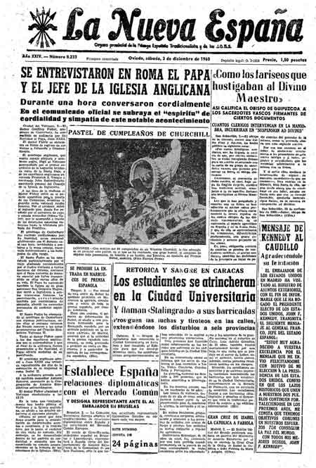Portada Sábado 3 de Diciembre de 1960