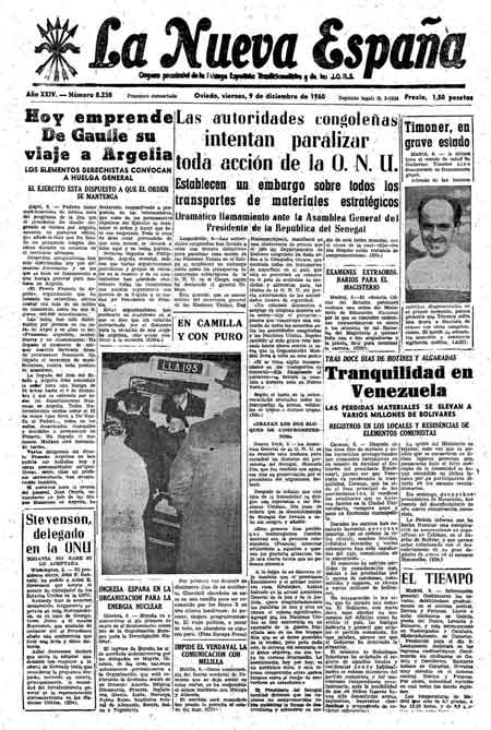 Portada Viernes 9 de Diciembre de 1960