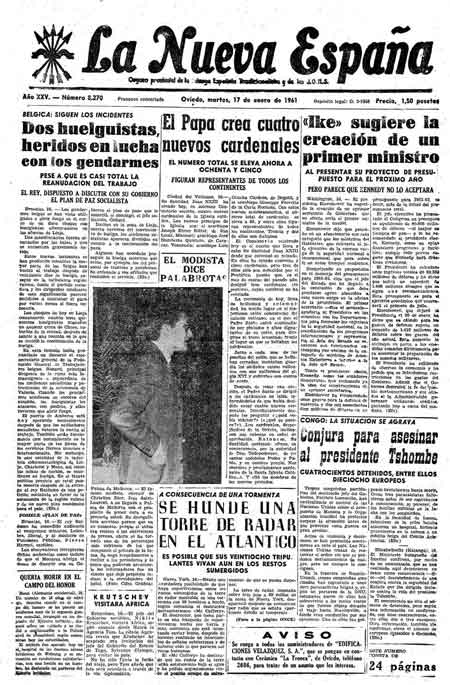 Portada Martes 17 de  de 1961
