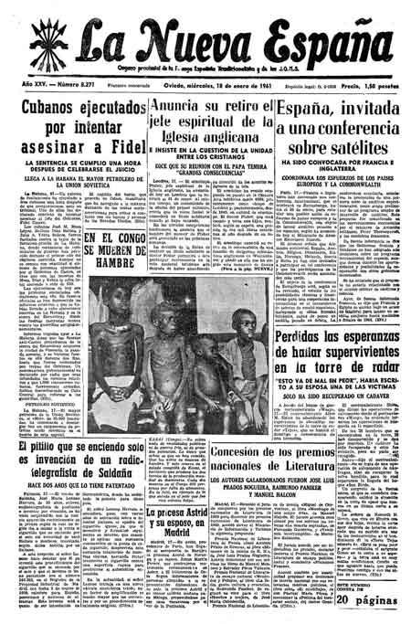 Portada Miércoles 18 de  de 1961