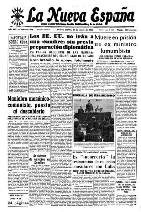 Portada Martes 24 de  de 1961