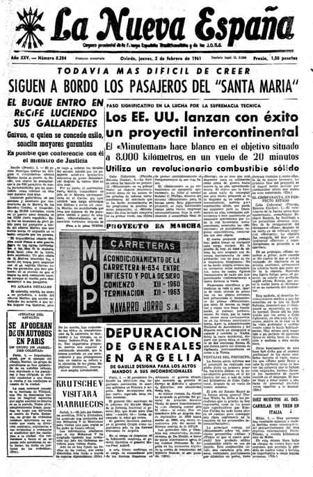 Portada Jueves 2 de  de 1961