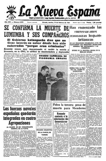 Portada Martes 14 de  de 1961
