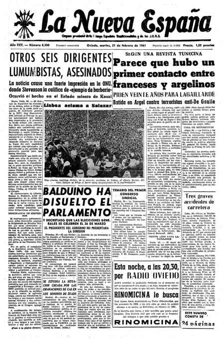 Portada Martes 21 de  de 1961