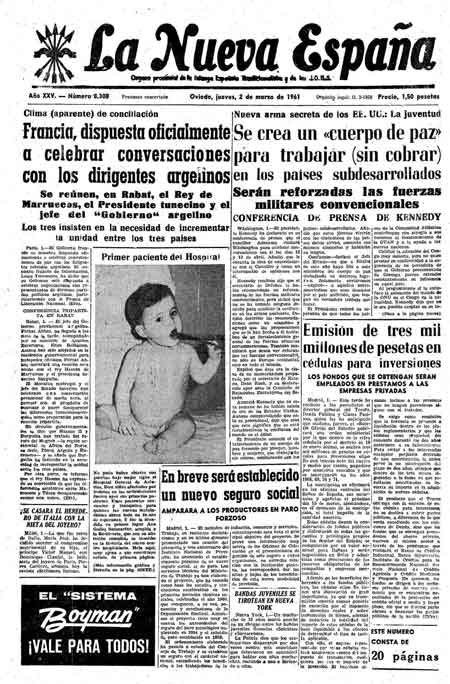 Portada Jueves 2 de  de 1961