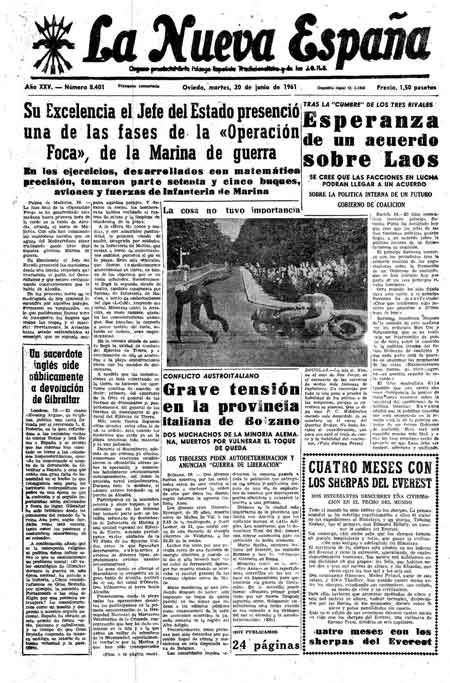 Portada Martes 20 de  de 1961