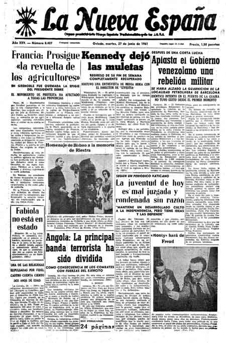 Portada Martes 27 de  de 1961