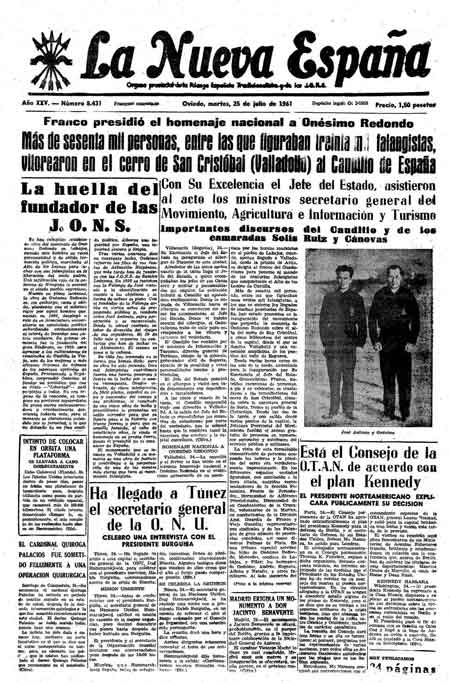 Portada Martes 25 de  de 1961