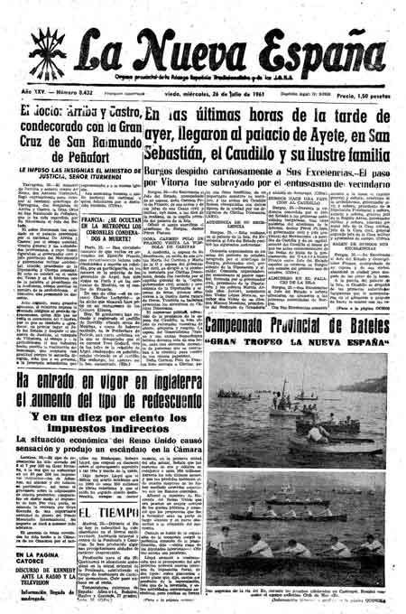 Portada Miércoles 26 de  de 1961
