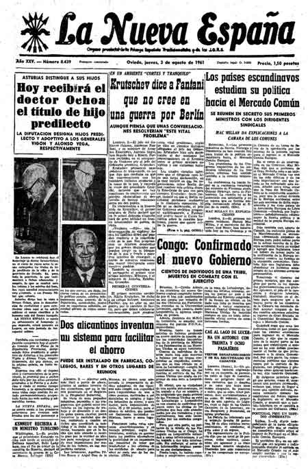 Portada Jueves 3 de  de 1961