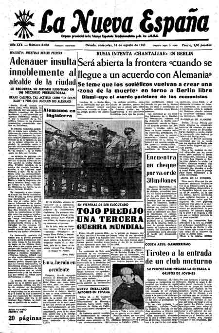 Portada Miércoles 16 de  de 1961