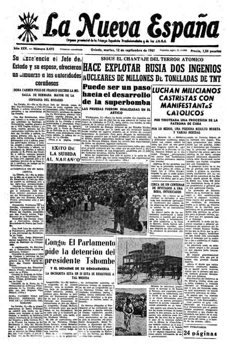 Portada Martes 12 de  de 1961