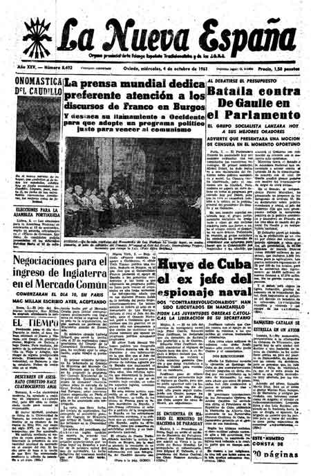 Portada Miércoles 4 de Octubre de 1961
